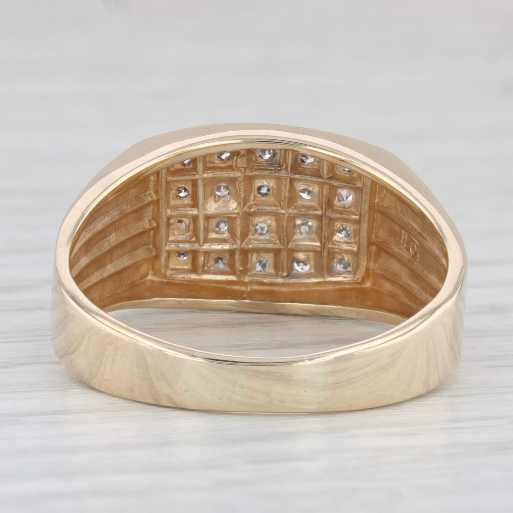 Light Gray 0.16ctw Diamond Men's Ring 10k Yellow Gold Size 13