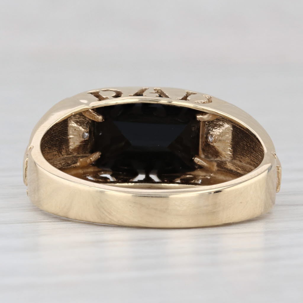 Onyx DAD Ring 10k Yellow Gold Diamond Accents Size 10.25 Gift