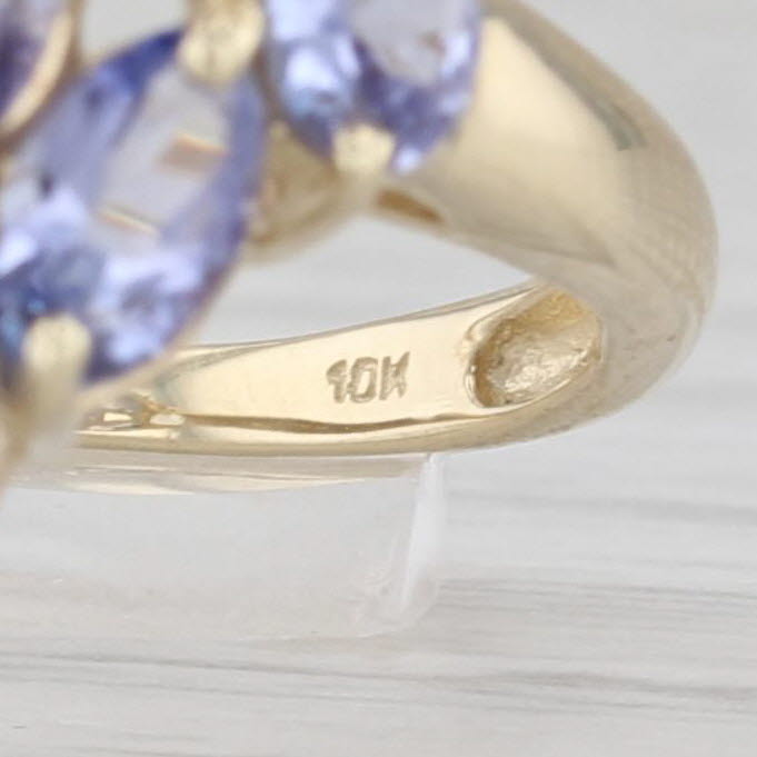 2.50ctw Marquise Oval Tanzanite Cluster Ring 10k Yellow Gold Size 5 Cocktail