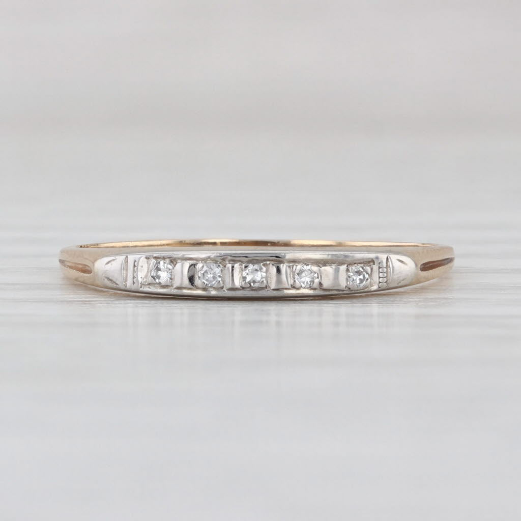 Vintage Diamond Wedding Band 14k Gold Stackable Thin Ring Size 6.75