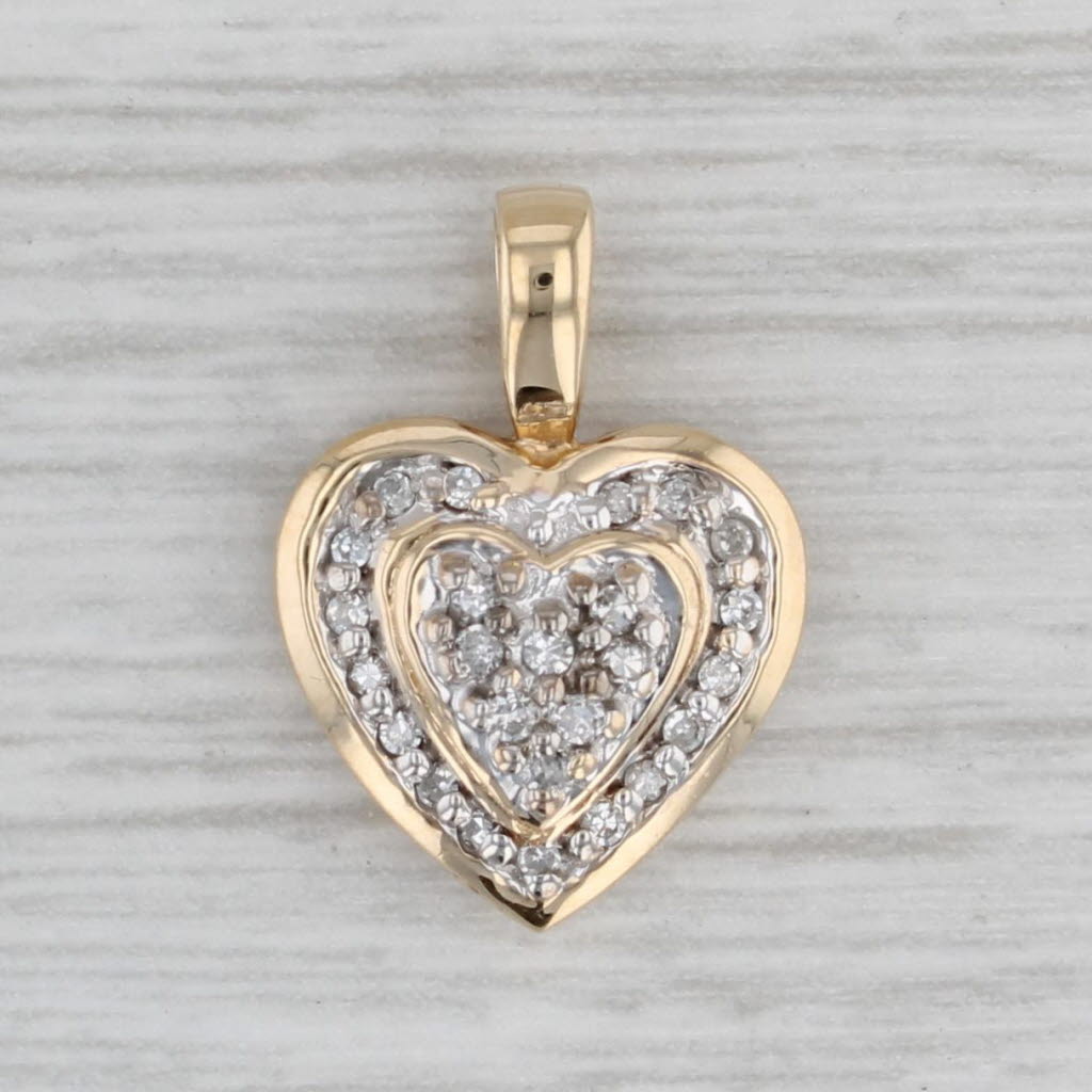 Gray 0.12ctw Diamond Heart Pendant 10k Yellow Gold Small Drop