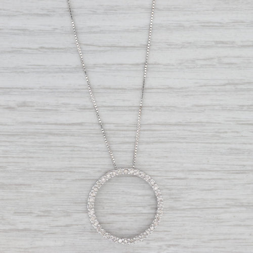Light Gray 0.33ctw Diamond Eternity Circle Pendant Necklace 14k White Gold 18.75" Box Chain