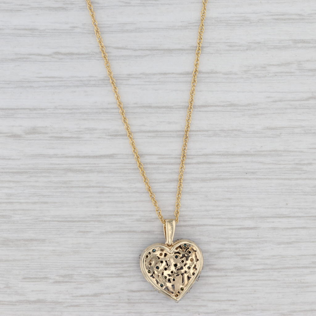 1ctw Diamond Rainbow Heart Pendant Necklace 10k Gold 18.25" Tomas Rae COA