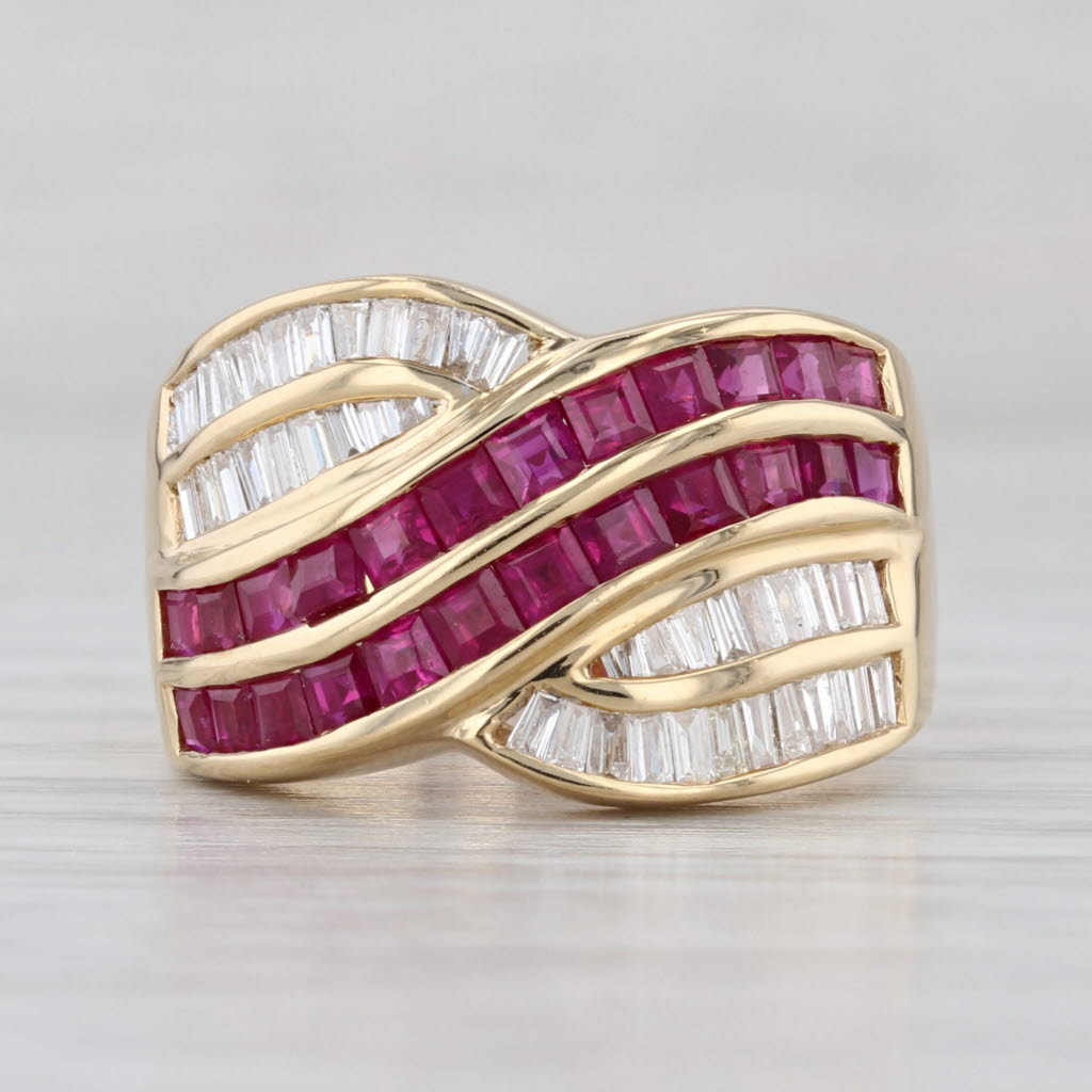 Le Vian 2.63ctw Ruby Diamond Crossover Ring 18k Yellow Gold Size 6.75