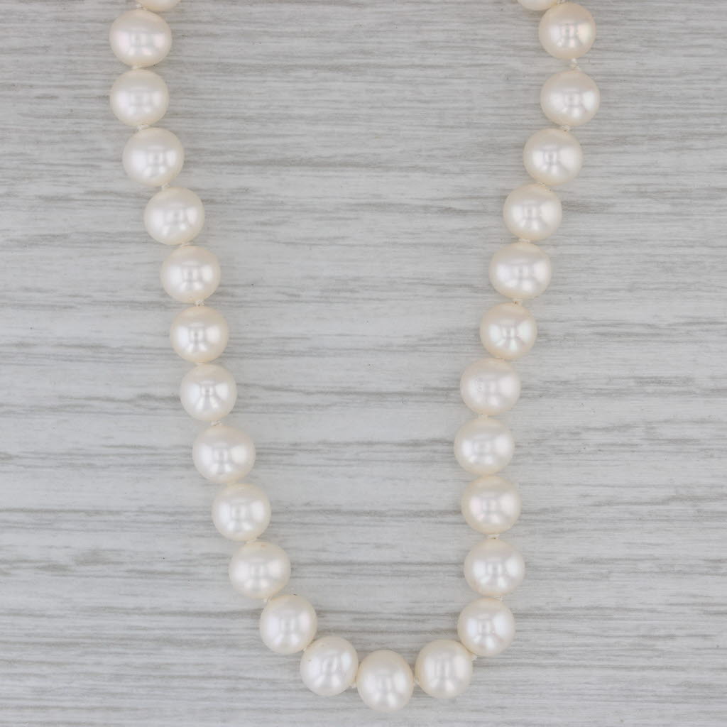 Gray 16.75" Single Cultured Pearl Strand Necklace 14k White Gold 7.1mm