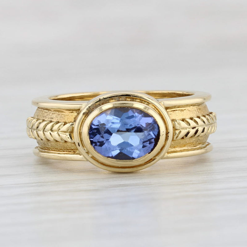 Light Gray 1.50ct Oval Tanzanite Solitaire Ring 18k Yellow Gold Size 6 Fennell Lief