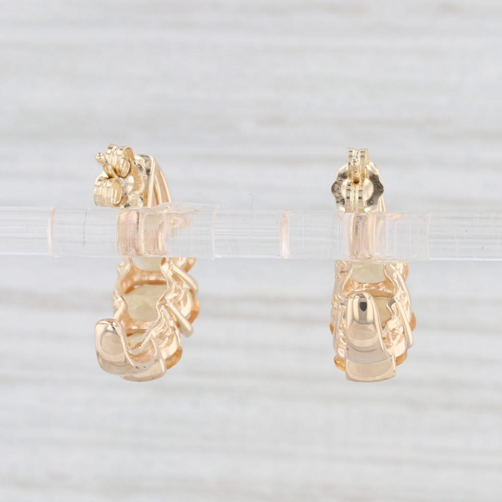 Light Gray Town & Country 3ctw Citrine 3-Stone J-Hook Earrings 10k Yellow Gold Drops