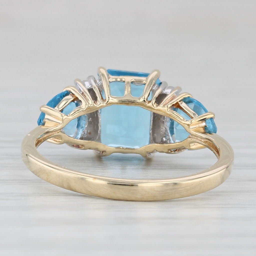 Light Gray 2.70ctw Blue Topaz Diamond Ring 10k Yellow Gold Size 7