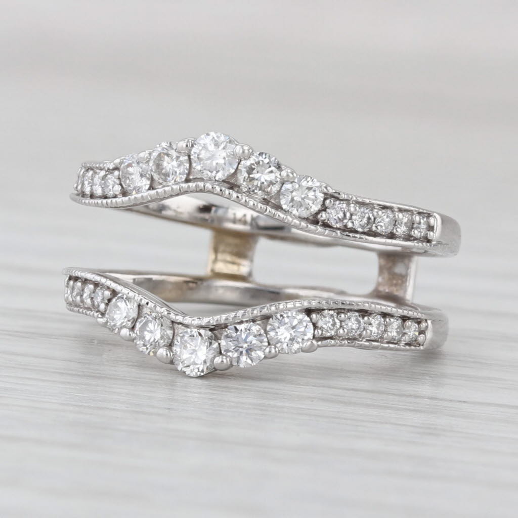 0.62ctw Diamond Ring Jacket Enhancer Guard Wedding Band 14k White Gold Size 4.5