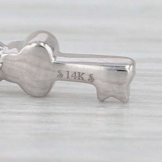 Tiny Diamond Skeleton Key Charm 14k White Gold Small Drop Pendant