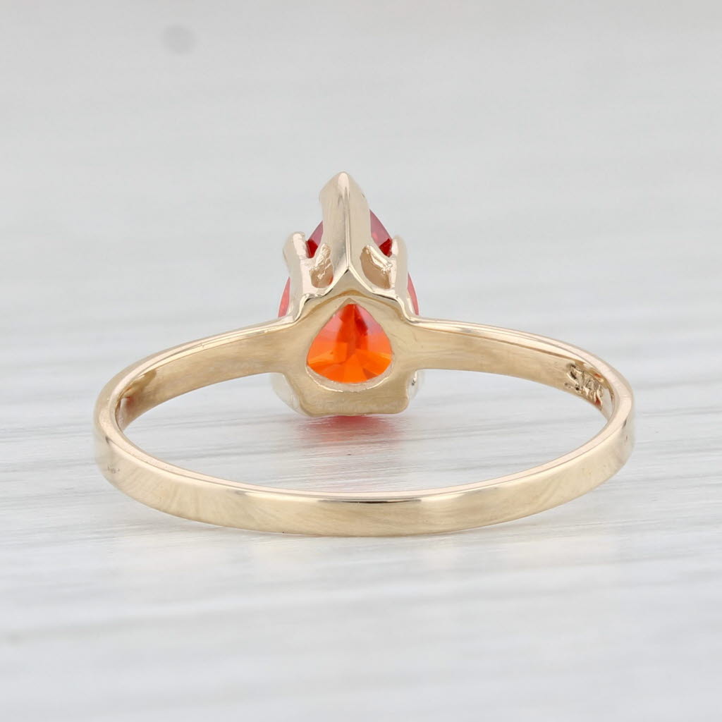 Light Gray 1.10ct Pear Orange Spessartite Garnet Ring 14k Yellow Gold Size 6.25