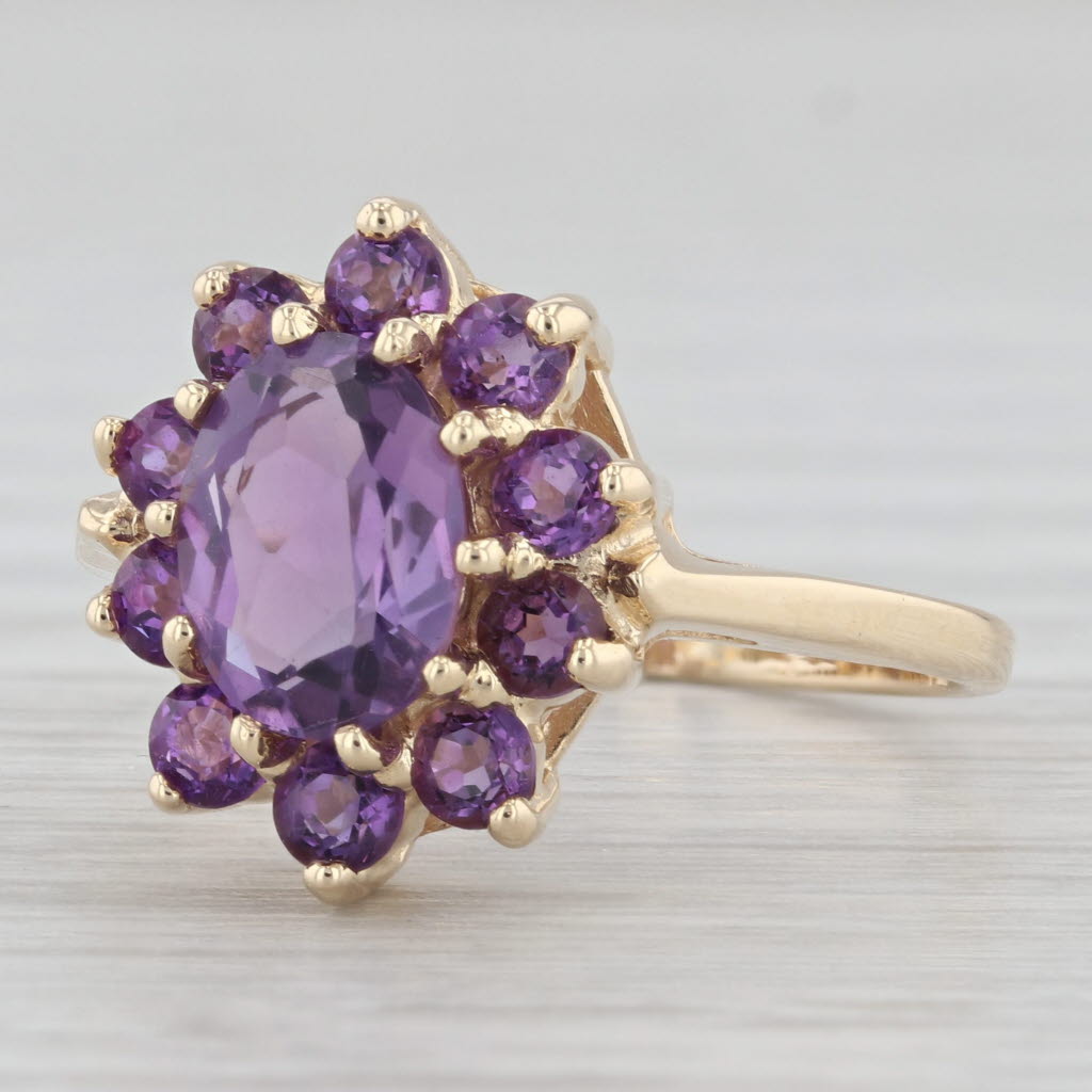 Light Gray 1.65ctw Amethyst Oval Halo Ring 14k Yellow Gold Size 7.5