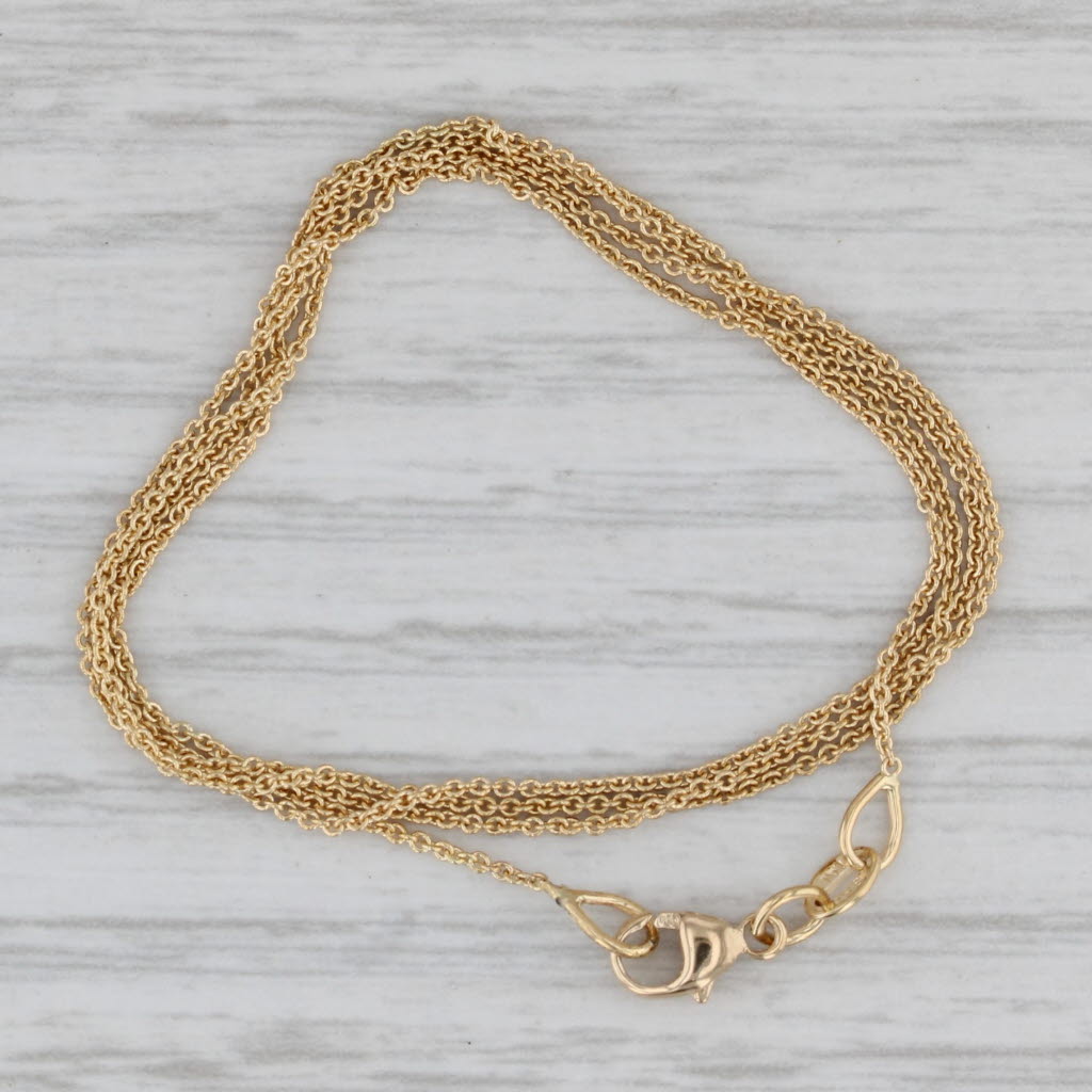 Gray Cable Chain Necklace 17.5" 0.8mm 14k Yellow Gold