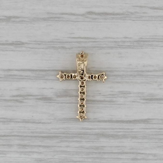 012ctw Diamond Cross Pendant 10k Yellow Gold Small Drop