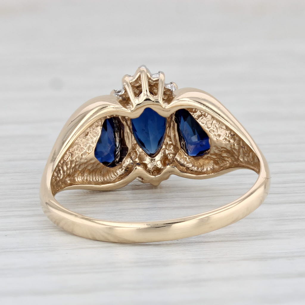 Light Gray Lab Created Blue Sapphire Marquise Blue Sapphire Ring 10k Yellow Gold Size 7.25