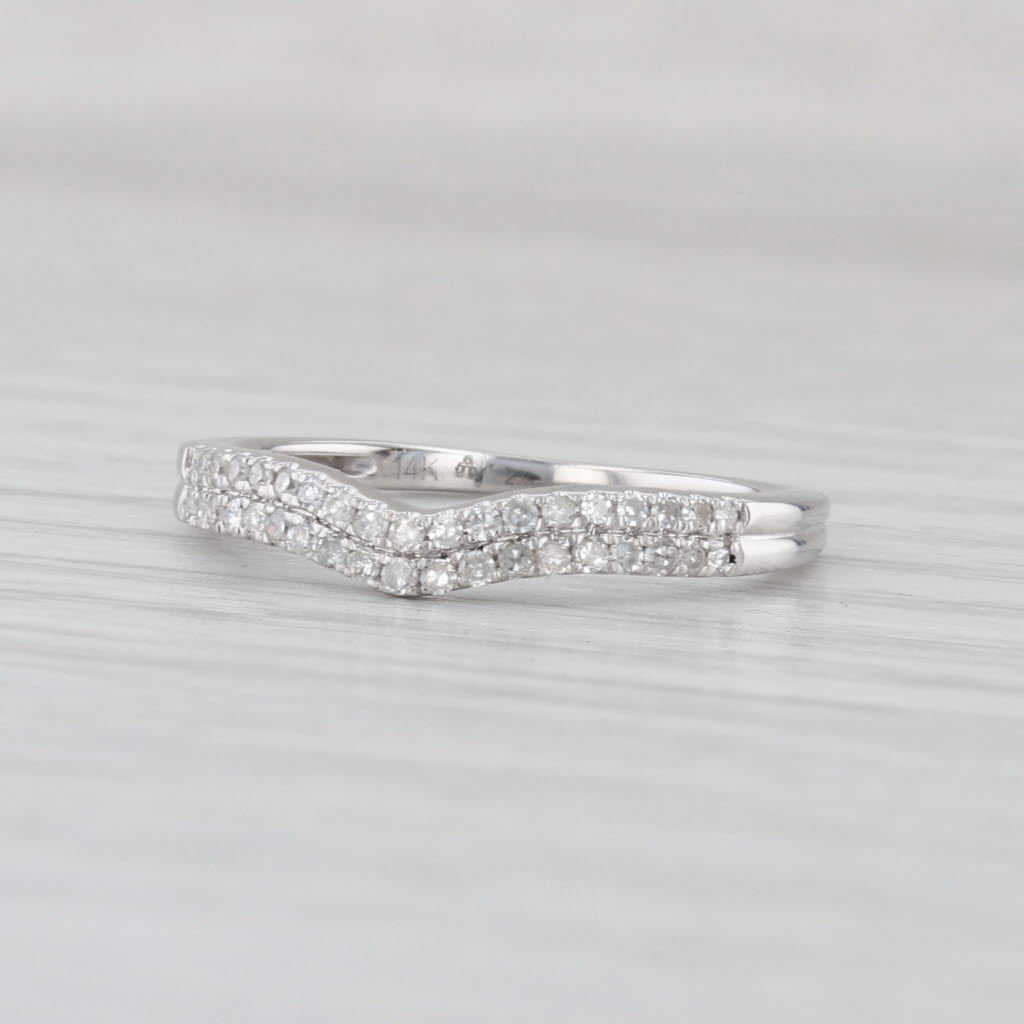 0.20ctw Contoured Diamond Ring Guard Wedding Band 14k White Gold Size 7