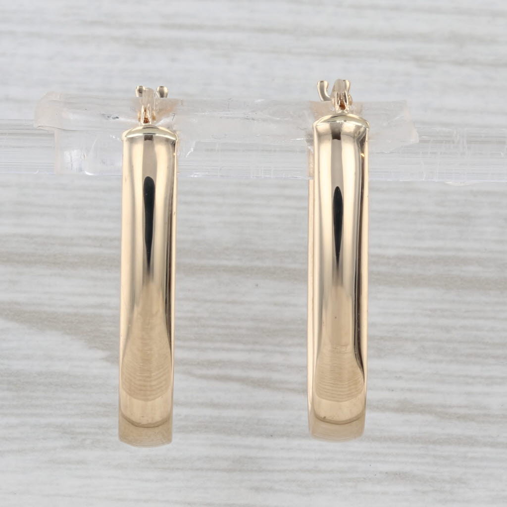 Oval Hoop Earrings 14k Yellow Gold Pierced Snap Top Hoops