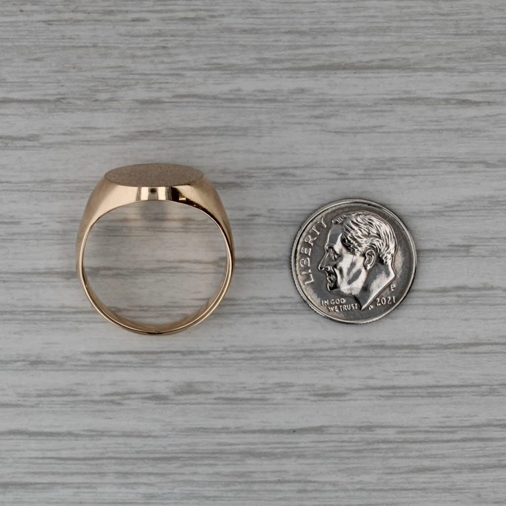 Engravable Signet Ring 14k Yellow Gold Size 10 Vintage Church & Co Die Struck