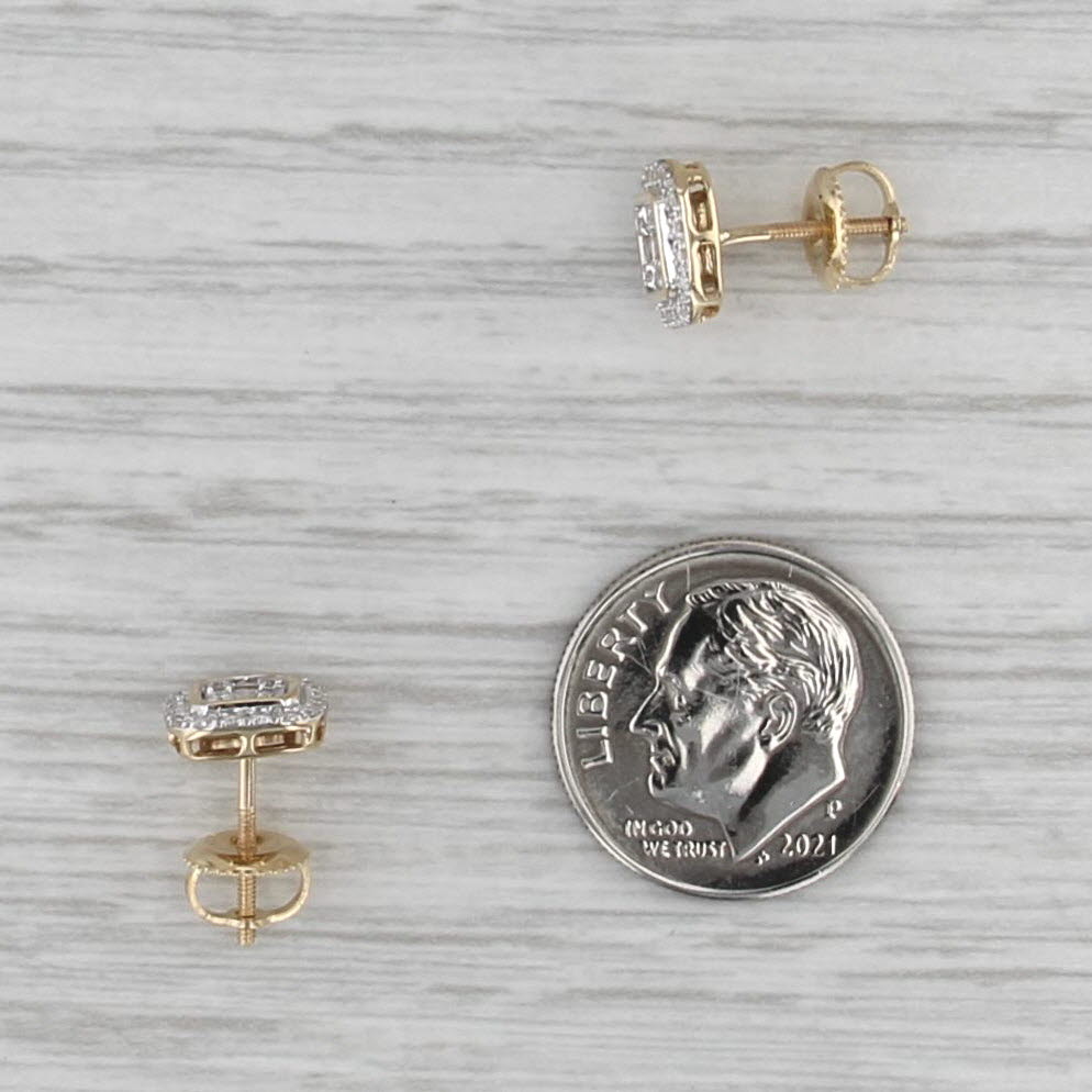 0.30ctw Diamond Halo Stud Earrings 14k Yellow Gold Screw Back Studs