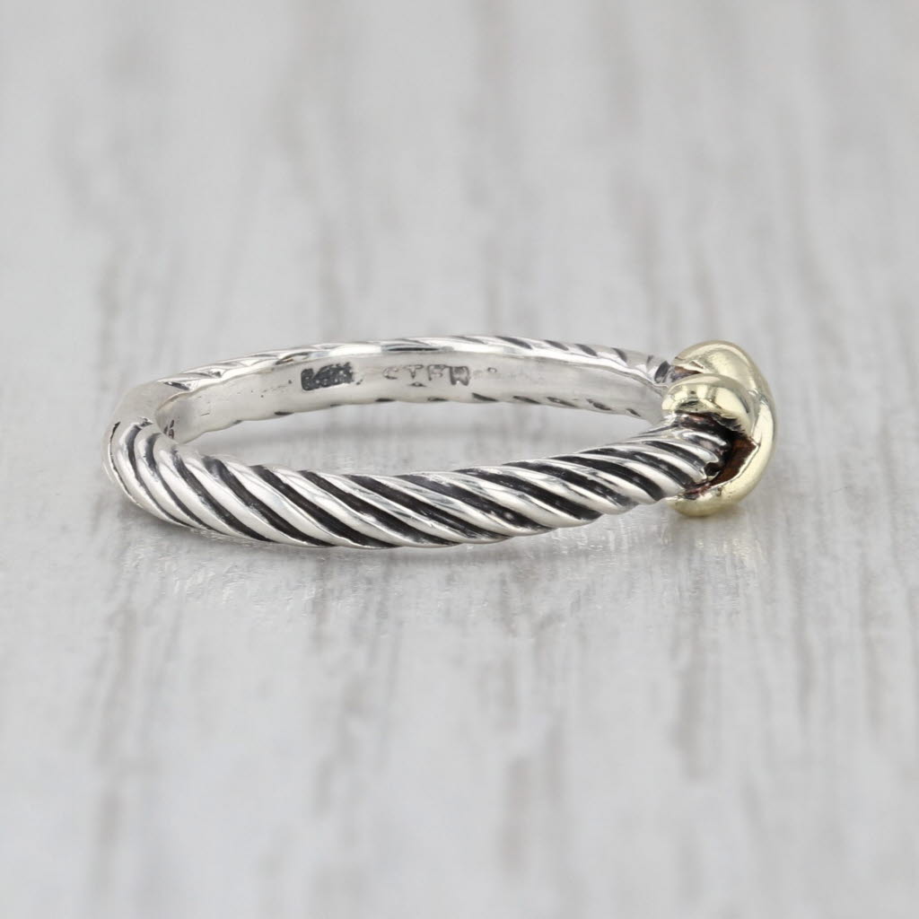 David Yurman Cable X Knot Sterling Silver 14k Gold Ring Size 6.25 - 6.5 Band