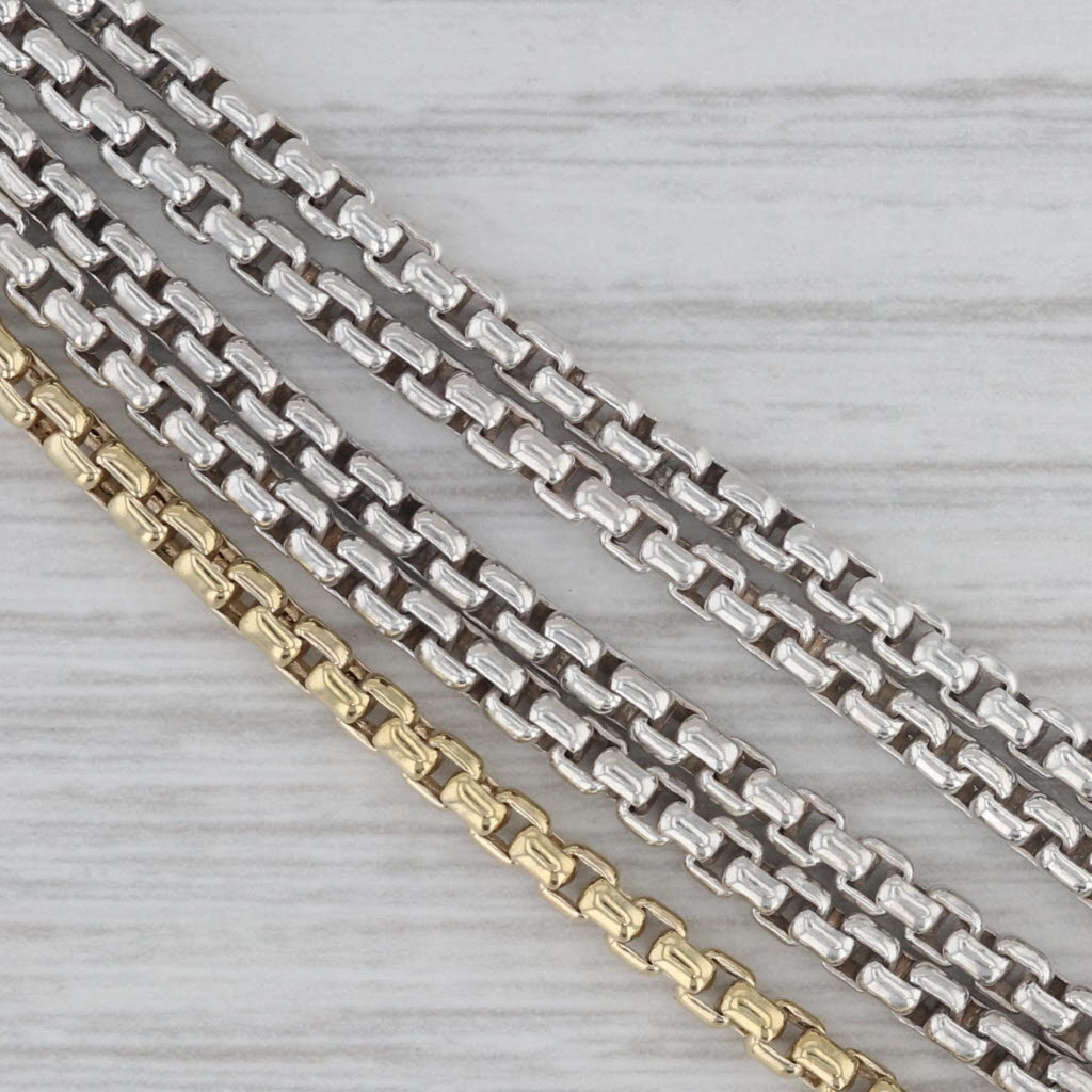 Gray David Yurman Multistrand Box Chain Bracelet Sterling Silver 18k Gold Pouch Cloth