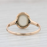 Light Gray Vintage Moonstone Oval Cabochon Solitaire Ring 9k Yellow Gold Size 6.5