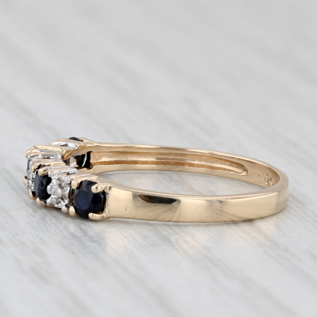 Light Gray 0.40ctw Blue Sapphire Diamond Ring 14k Yellow Gold Size 6 Stackable