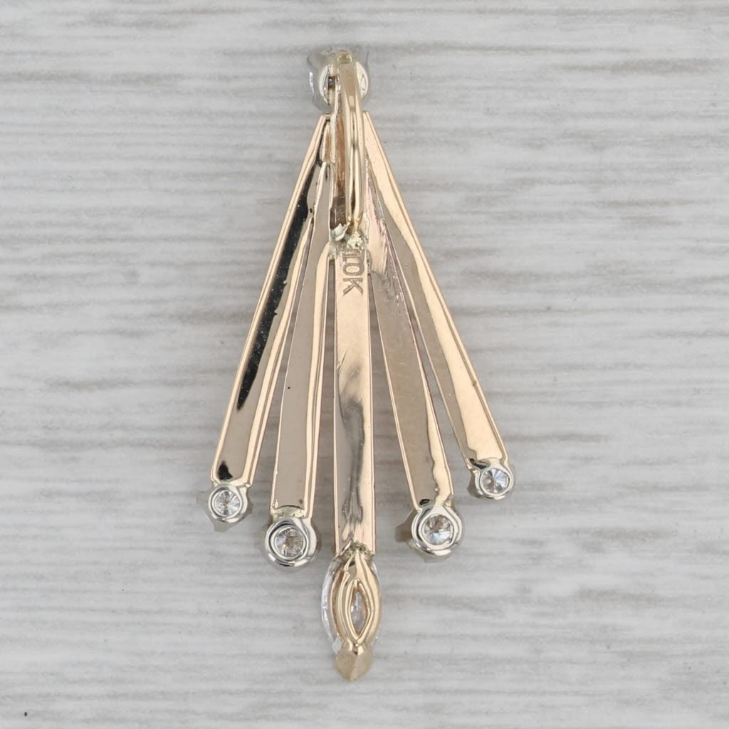 Gray 0.41ctw Diamond Fan Drop Pendant 10k Yellow Gold