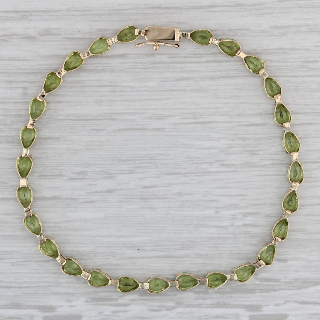 Gray 12ctw Peridot Tennis Bracelet 14k Yellow Gold 8" 4.2mm