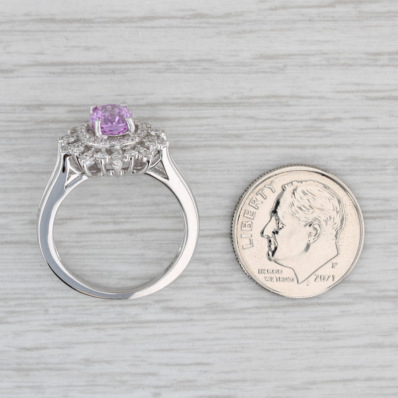 Gray New 1.77ctw Pink Sapphire Diamond Halo Ring 14k White Gold Size 7