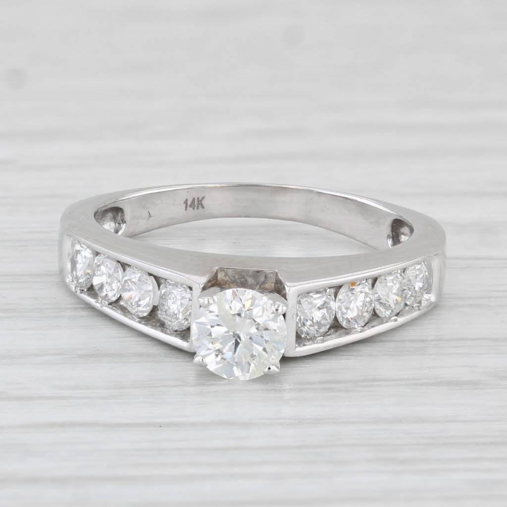 Light Gray 0.84ctw Round Diamond Engagement Ring 14k White Gold Size 5.75