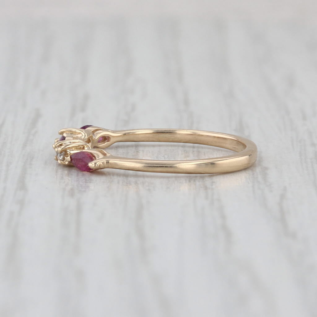 0.31ctw Ruby Diamond Ring 14k Yellow Gold Stackable Wedding Band Size 6