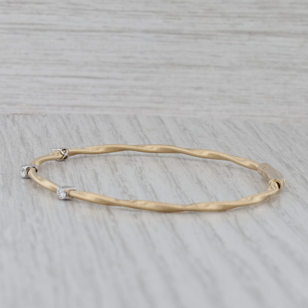 New 0.17ctw Diamond Flexible Twist Bangle Bracelet 14k Yellow White Gold 7"