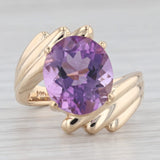4.60ct Oval Amethyst Solitaire Ring 14k Yellow Gold Size 5.5 Bypass