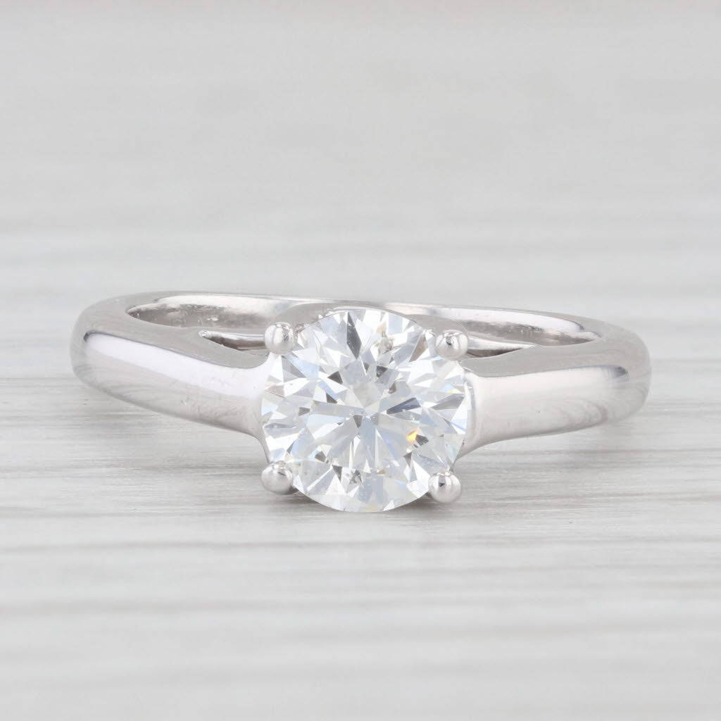 Light Gray 0.99ct Round Diamond Solitaire Engagement Ring Platinum 14k Gold Size 4.5