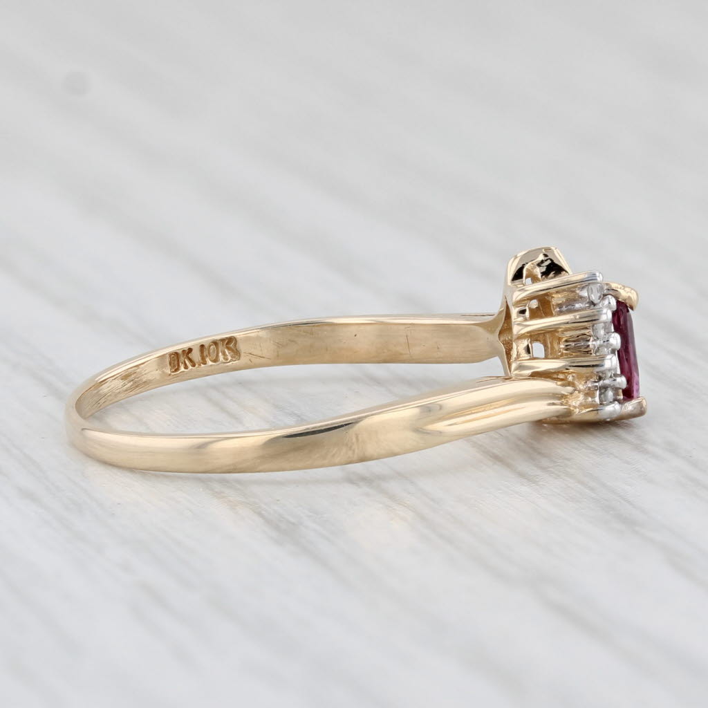 Light Gray 0.18ctw Pear Ruby Diamond Ring 10k Yellow Gold Size 7.25 Bypass