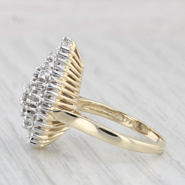 1.26ctw Diamond Teardrop Ring 10k Yellow Gold Size 7.25 Cocktail Cluster