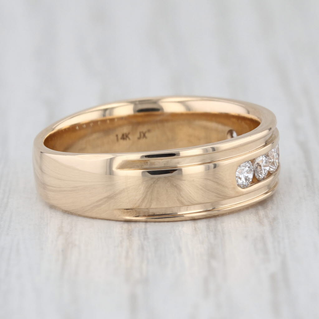 0.42ctw Diamond Men's Wedding Band 14k Yellow Gold Size 9.75-10 Ring