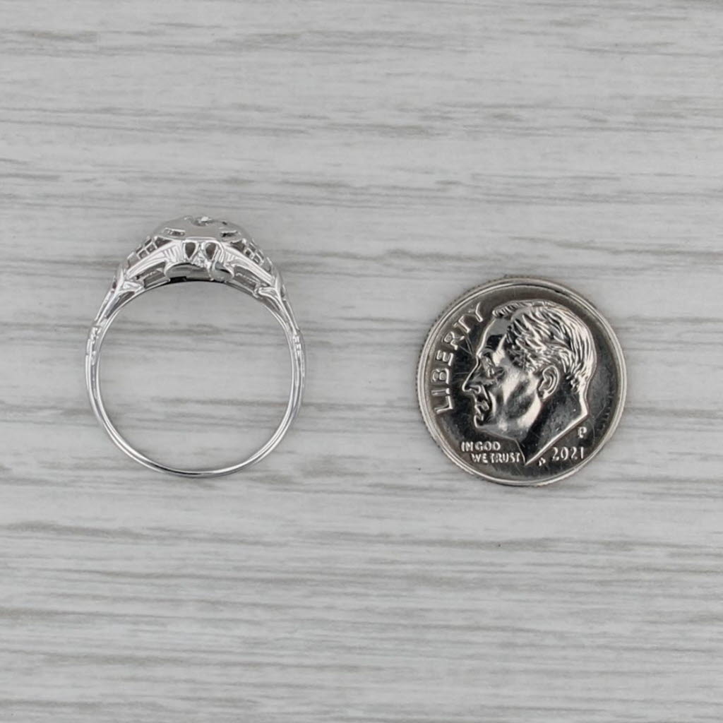 Art Deco 0.23ct Diamond Solitaire Engagement Ring 18k White Gold Size 5.75