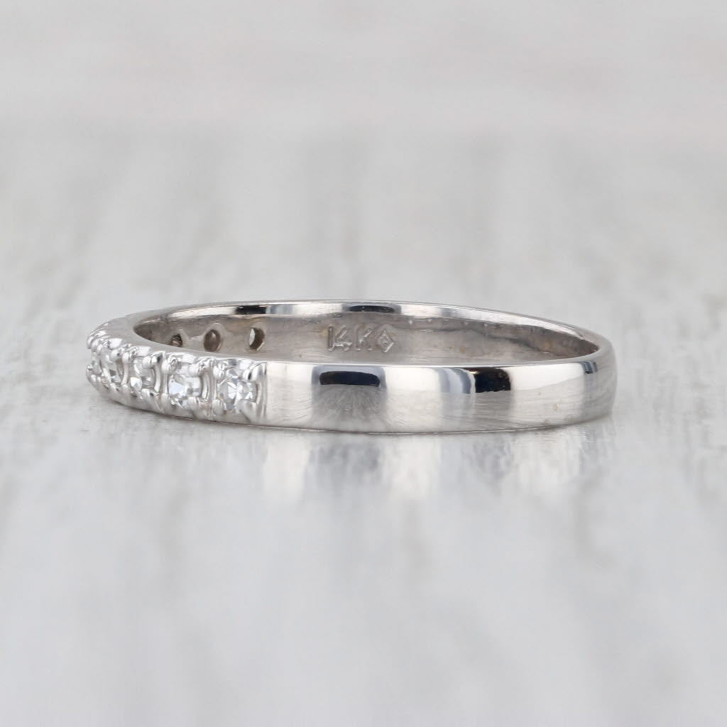 Vintage 0.15ctw Diamond Wedding Band 14k White Gold Stackable Size 6.5 Ring