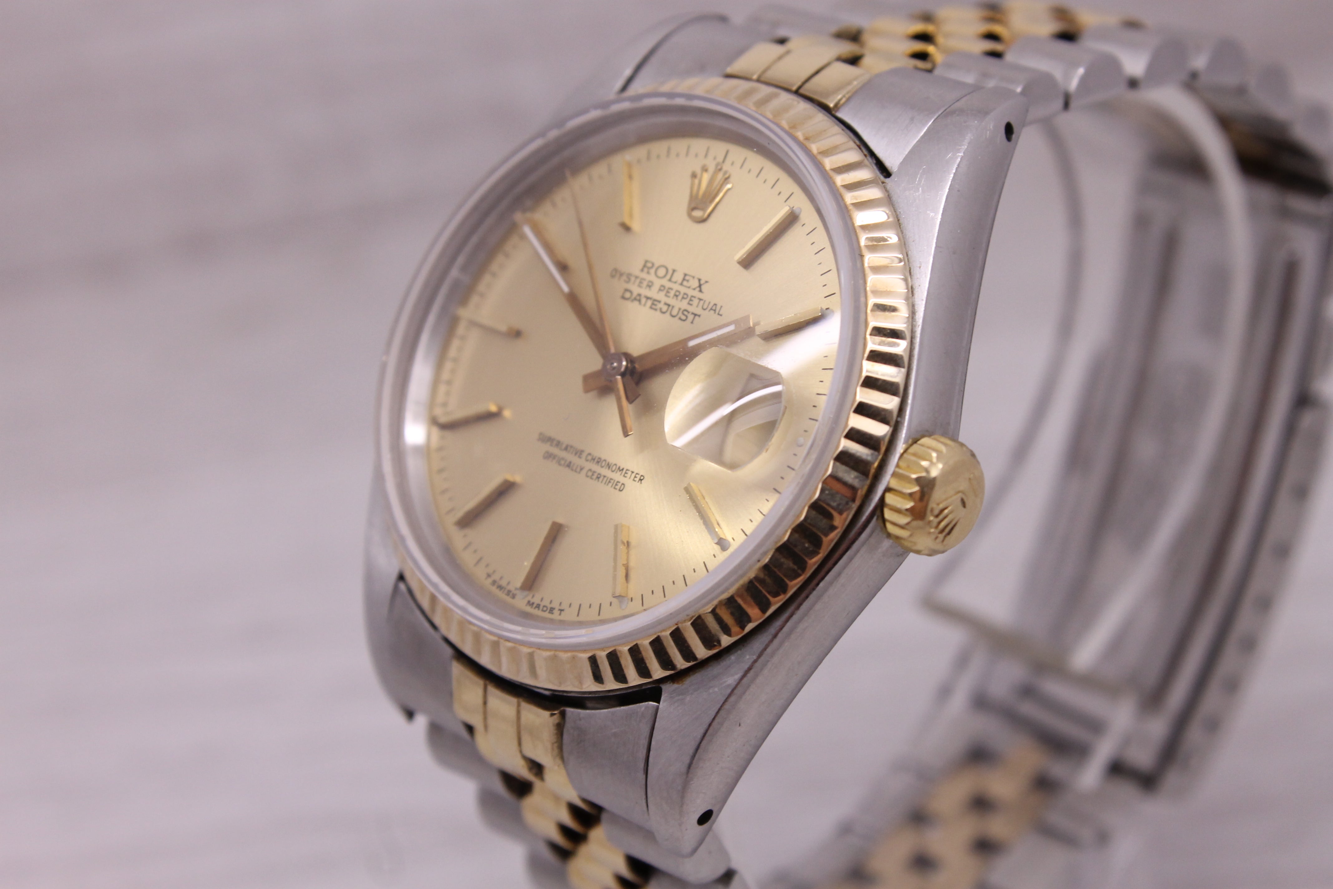 Rosy Brown Vintage 1987 Rolex Datejust 16013 Two Tone Mens 36mm Automatic Watch w/Jubilee