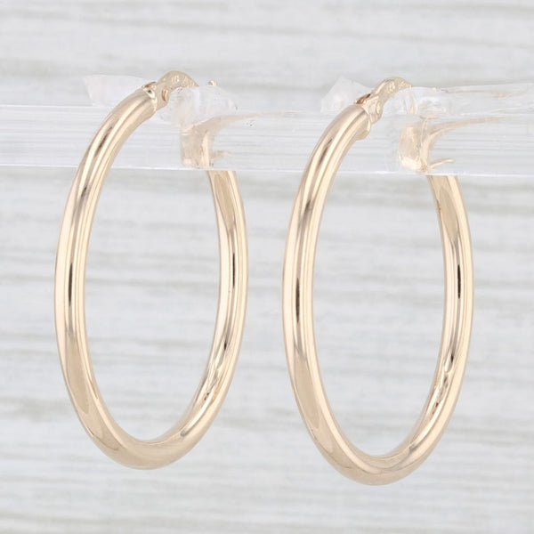 New Hoop Earrings 14k Yellow Gold Round Hoops Pierced Snap Top 25 x 2mm