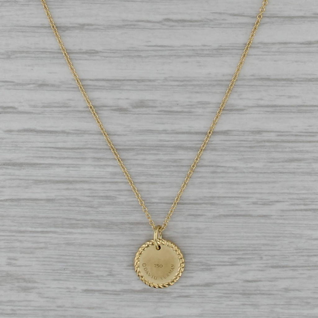 David Yurman Diamond Hamsa Hand Pendant Necklace 18k Yellow Gold Cable Chain