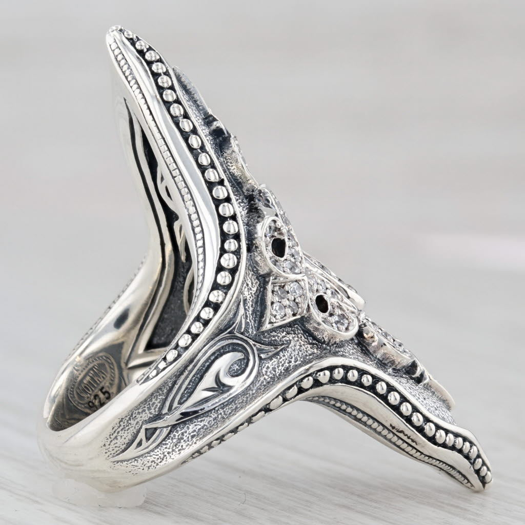 Light Gray Scott Kay Ornate Cubic Zirconia Statement Ring Sterling Silver Size 5
