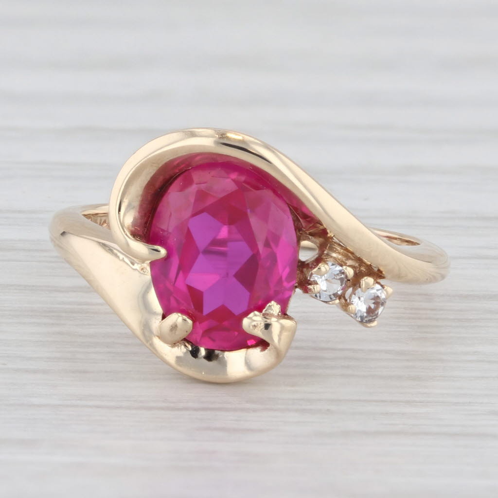 Light Gray 2.50ctw Lab Created Ruby Cubic Zirconia Ring 10k Yellow Gold Size 6.25 Bypass