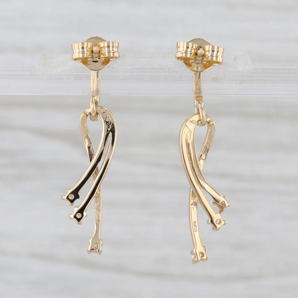 Diamond Shooting Star Dangle Earrings 18k Yellow Gold Drops