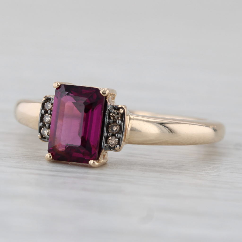 Gray 0.90ctw Rhodolite Garnet Diamond Ring 10k Yellow Gold Size 5