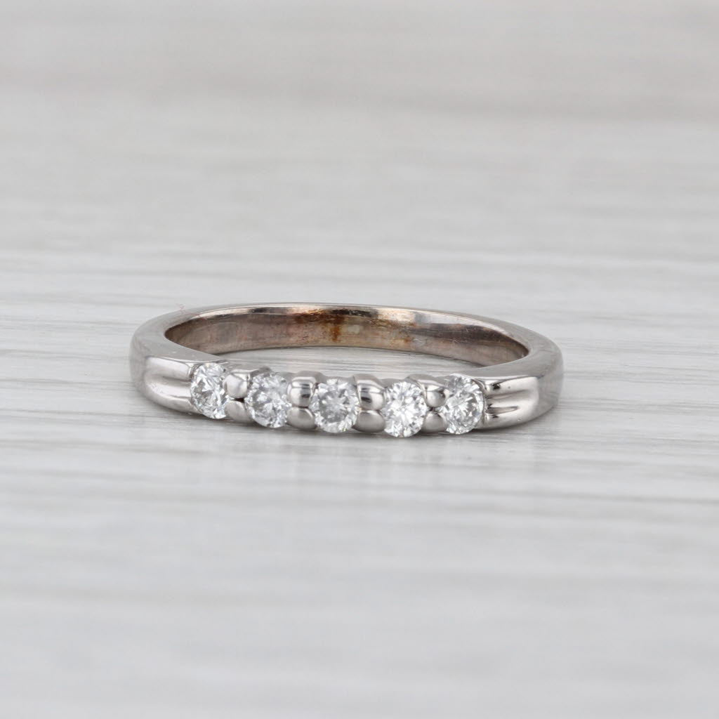 0.20ctw Diamond Wedding Band 14k White Gold Stackable Ring Size 4.75