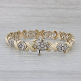 Gray 1.45ctw Diamond Cluster X Link Bracelet 14k Yellow Gold 6.75" 8.3mm