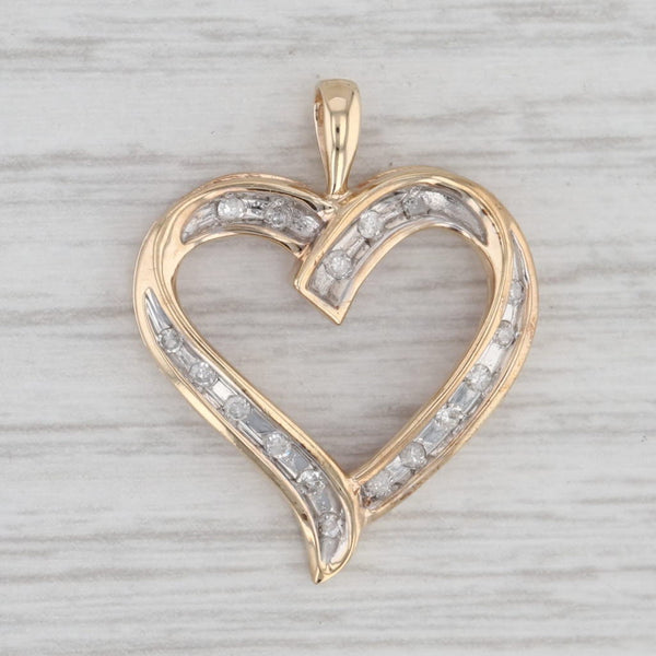 Gray 0.12ctw Diamond Heart Pendant 10k Yellow Gold